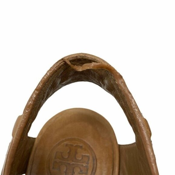 Tory Burch Platform Wedge Sandal Brown Leather 7.5 - Picture 9 of 9